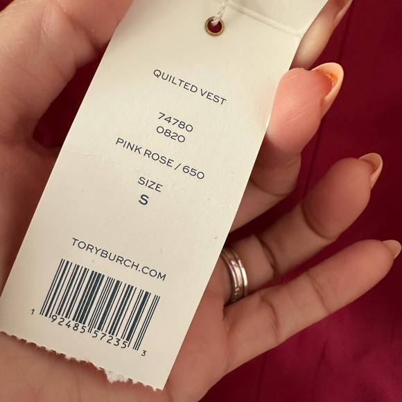 TORY BURCH PINK ROSE PUFFER VEST SMALL - Picture 4 of 4